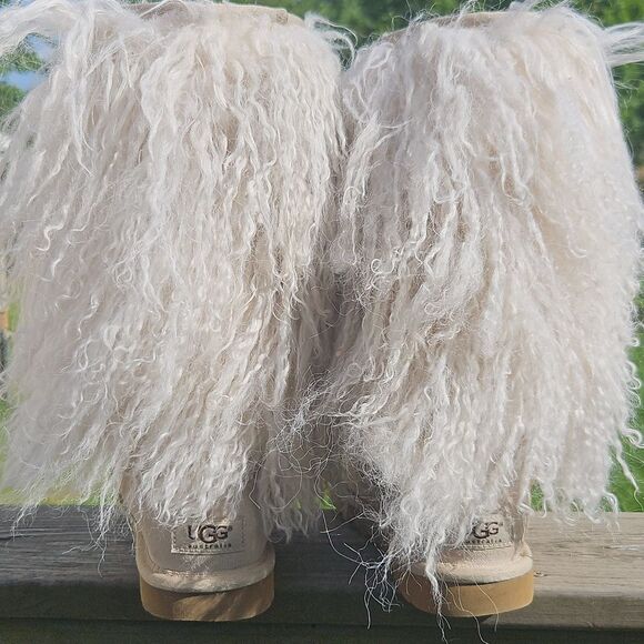 UGG Women's Cream Furry Boots - Picture 4 of 8